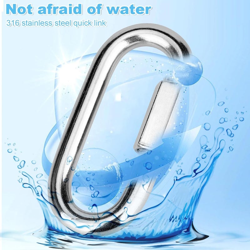 Vmuter 4Pcs 3 Inch 316 Heavy Duty Stainless Steel Screw Chain Quick Links, High Strength Carabiner for Big Chain Connecting, Hammock Hanging, Hiking, Camping - Image 4
